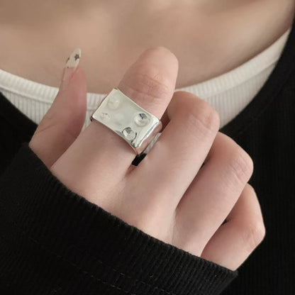 925 Sterling Silver Retro Geometric Asymmetric Rings
