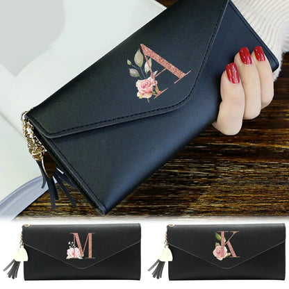 Black Small Leather Coin Rose Gold Wallet