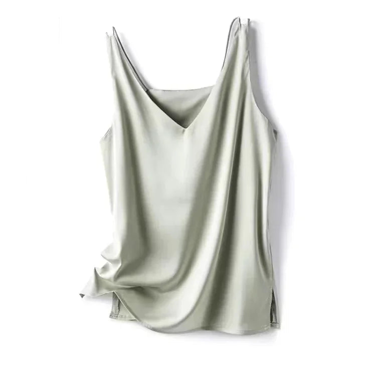 Elegant SILK Satin Sleeveless Blouse