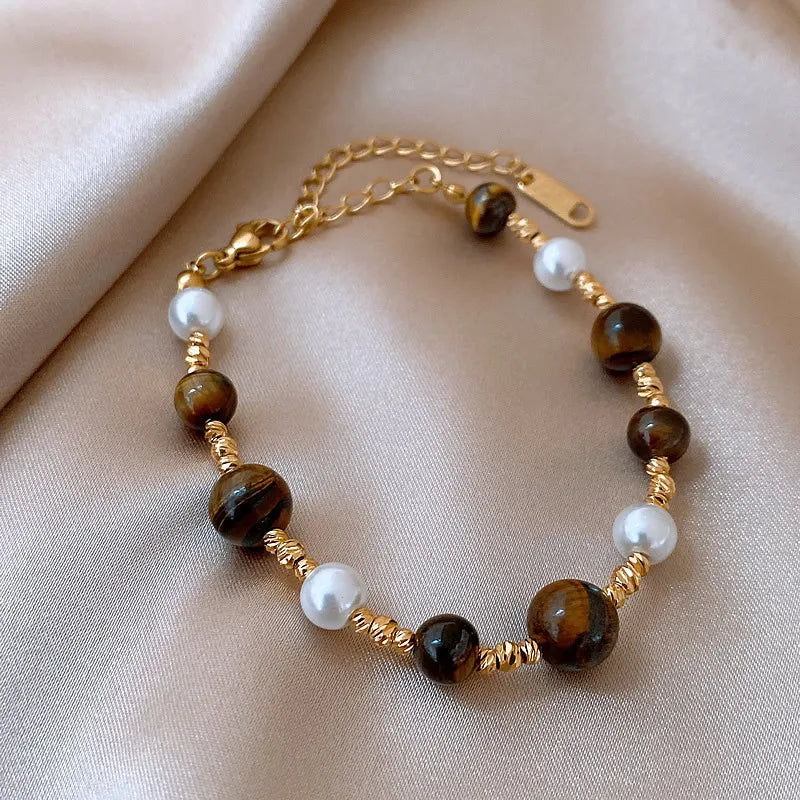 Elegant Imitation Pearl French Gray Pearls Bangles Light Round Beaded Bracelets