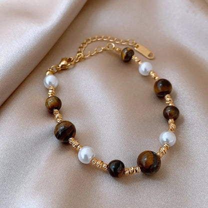 Elegant Imitation Pearl French Gray Pearls Bangles Light Round Beaded Bracelets