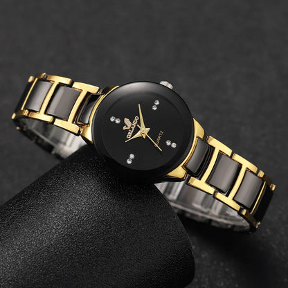 Rhinestone Stainless Steel Analog Quartz Watches