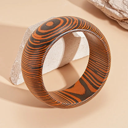 Hip Hop Khaki Brown Wood Wide Bangles