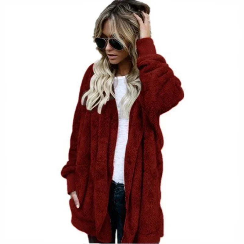 Double Fleece Long Sleeve Oversized Jacket