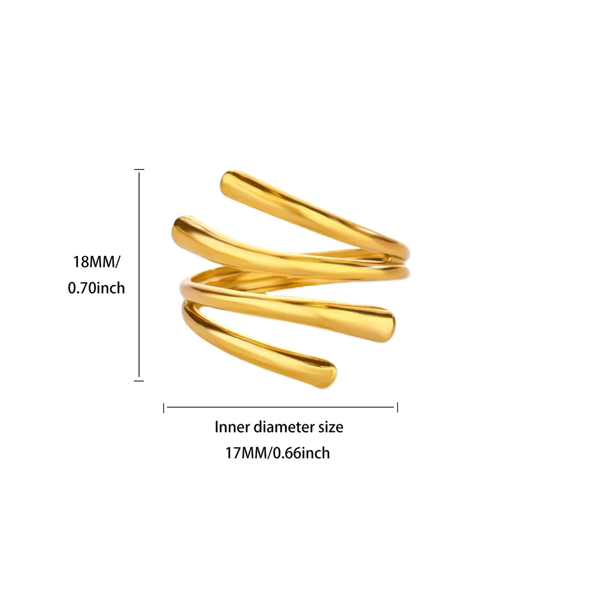 Stainless Steel Irregular Wave Creative Gold Open Punk Rapper Rings