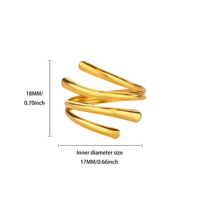 Stainless Steel Irregular Wave Creative Gold Open Punk Rapper Rings