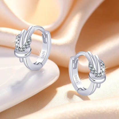 925 Sterling Silver Zircon Buckle Earrings