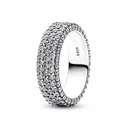 Dazzling Full Zircon 925 Pure Silver Widened Round Butterfly Ring