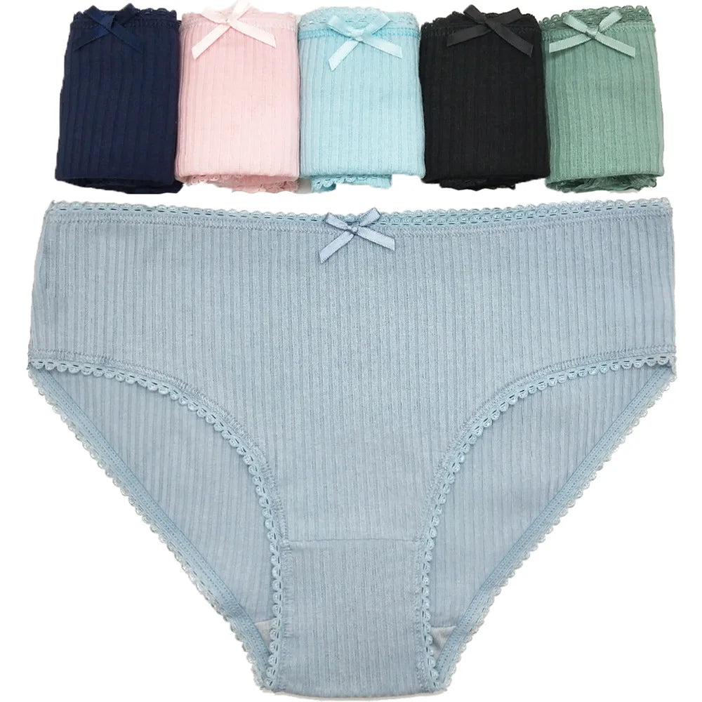 Underwear Hipster Cotton Briefs Low Waist Solid Sexy Lingerie 6 Pcs/set