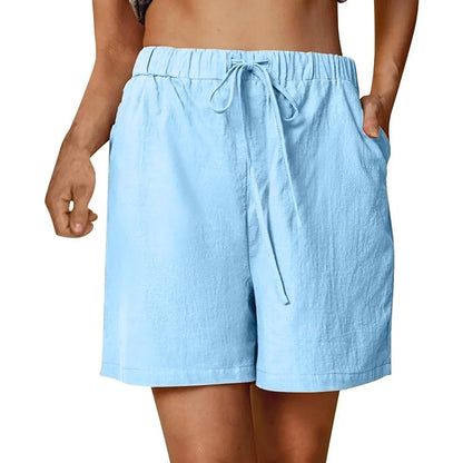 Casual Cotton Linen Straight Jogging  Shorts