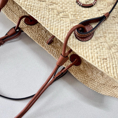 Handmade Raffia Straw Bohemian Woven Crochet Tote Shoulder Bag