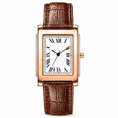 Retro Square Classic Roman Dial Leather Strap Watches