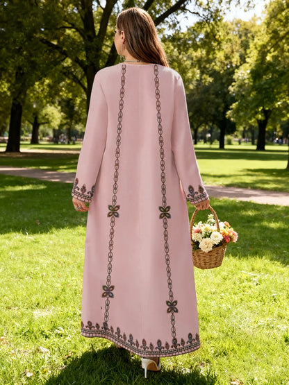 Middle Eastern Robe Plus-Size Long-Sleeve Dress
