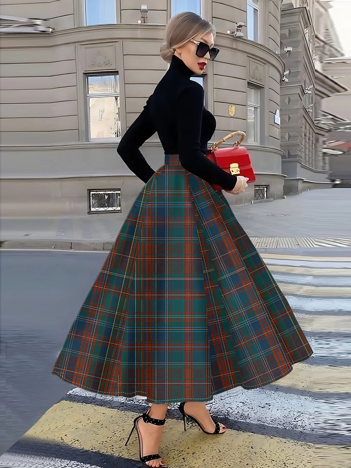 High Waist A Line Midi Casual Office Wear Flowy Skirt