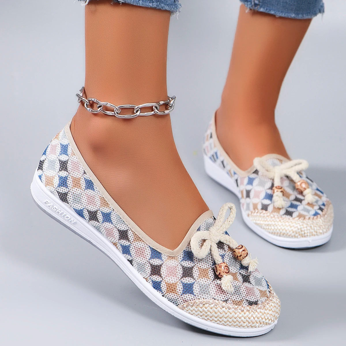 Mesh flat casual sneakers shoes