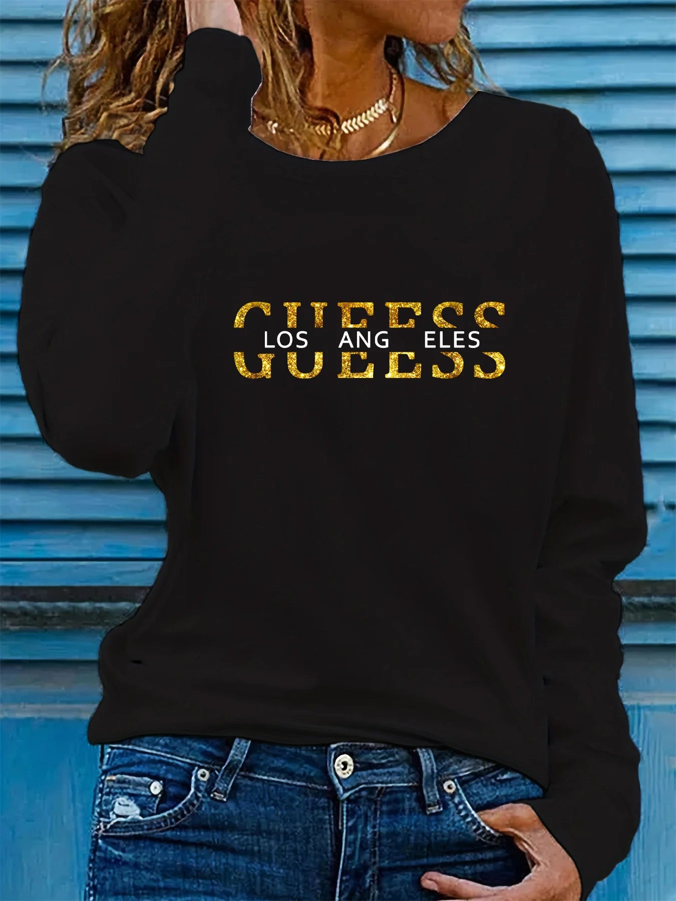 100% Cotton Los Angeles Letter Long Sleeve T-shirt