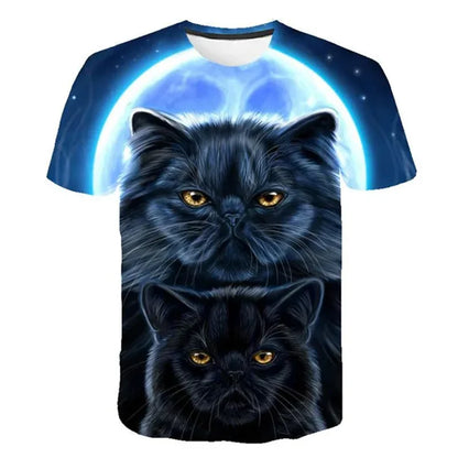 3D Mysterious Cat Short Sleeves  T-Shirt