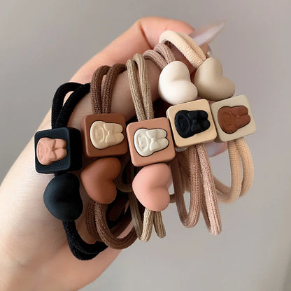 5/10pcs Simple Heart Ball  Scrunchie  Ties Ropes