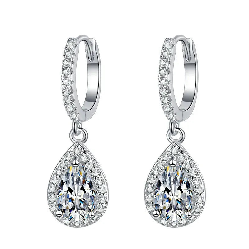 925 Sterling Silver Drop Zirconia Crystal Earrings