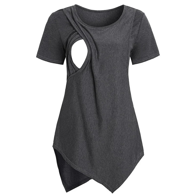 Maternity Pregnant Breastfeeding T-shirt Short Sleeve