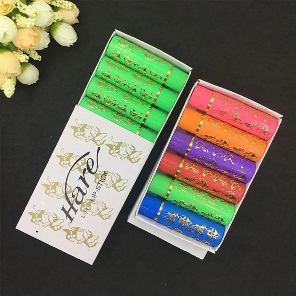 6Pcs Waterproof Lipstick Sexy Lip Stick Royal Pattern Vintage Embossed Lipstick Set