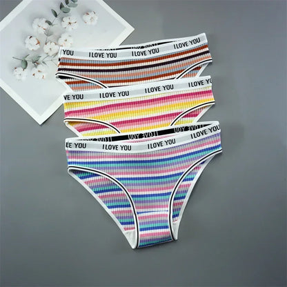 3PCS/Set Letter Printed Cotton Underwear Breathable Comfort Sexy Lingerie