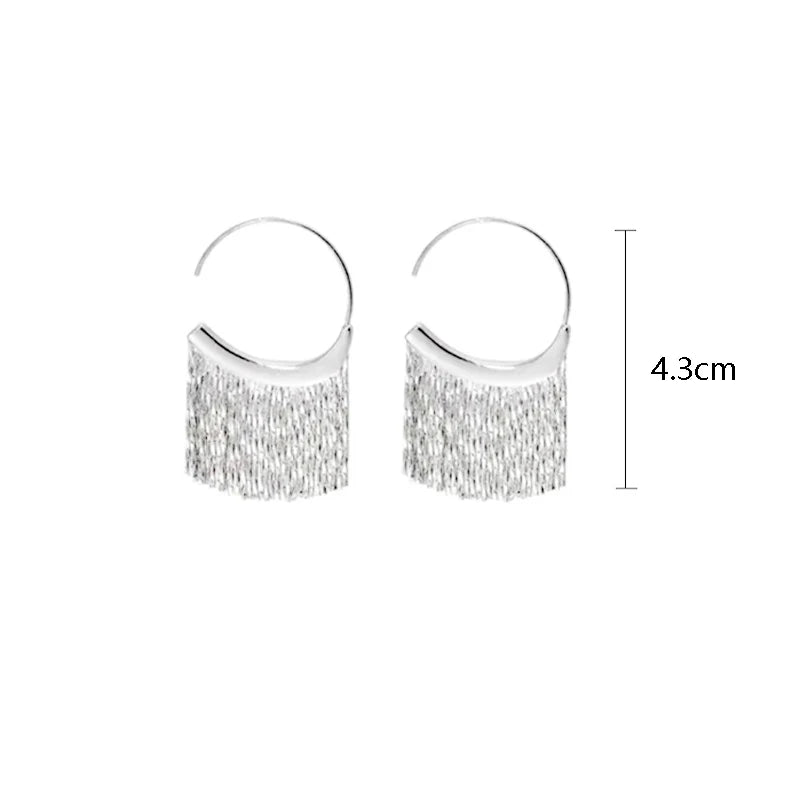 DANA 925 Silver Snake Bone Tassel Earrings
