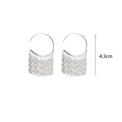 DANA 925 Silver Snake Bone Tassel Earrings