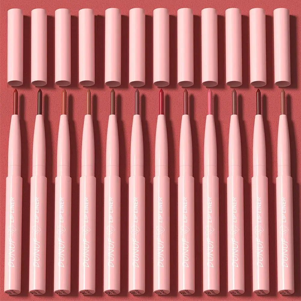 Matte Lip liner Pen 12Color Waterproof Fine Lipstick Slim Lip Outline Contour Makeup