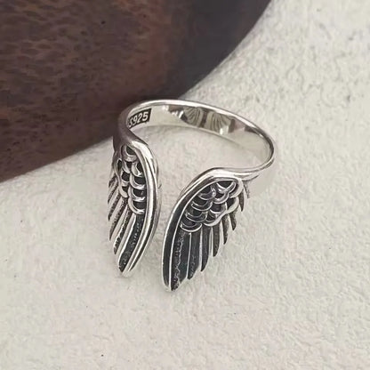 925 Sterling Silver Retro Hollow Wave Punk Hiphop Bohemia Rings