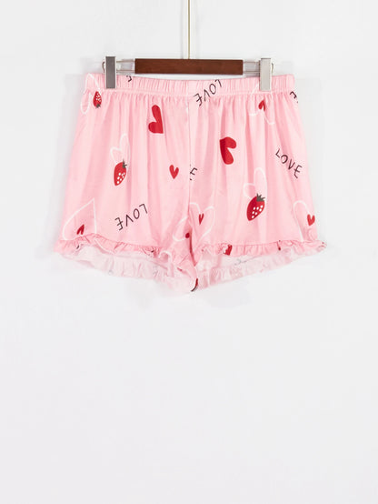 Plus Size Heart Print Cami Shorts Pajama Set