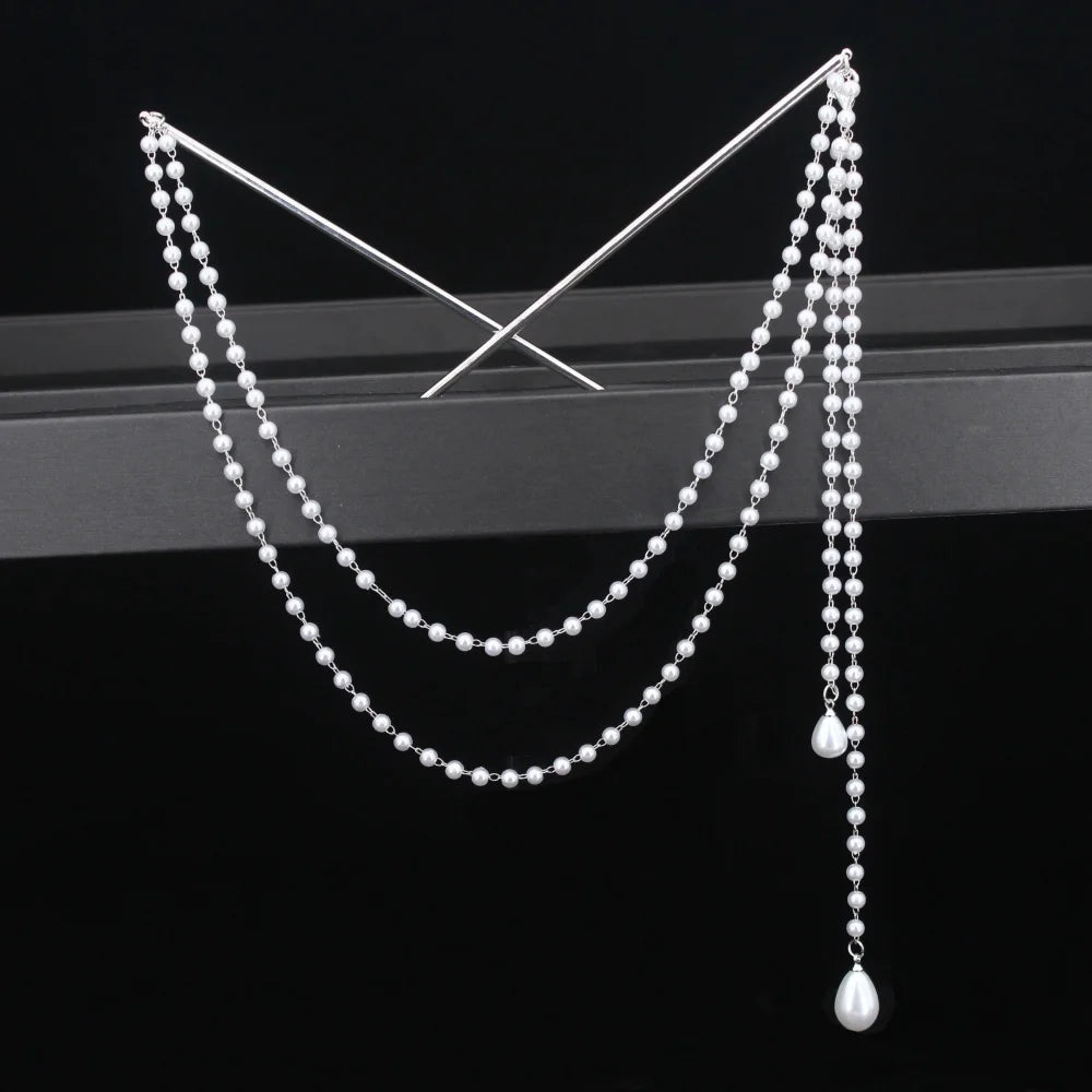 Long Tassel Double Chain Hair Pins Nunchaku Hairpin Chinese Hanfu Hair Stick