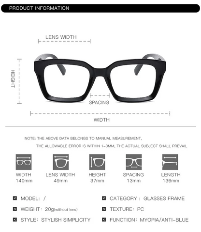 Reading Oversized Square Large Frame Presbyopia Eyeglasses