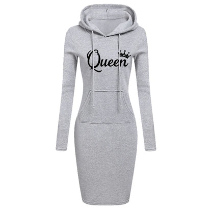 Elegant Bodycon Pullovers Pocket Hooded Casual Long Sleeve Mini Dress