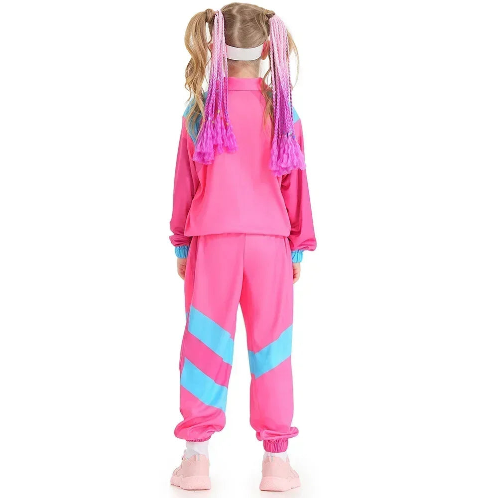 80s 90s Sportswear Suit Retro Disco Hip Hop Costume Long Sleeve Zipper Coat