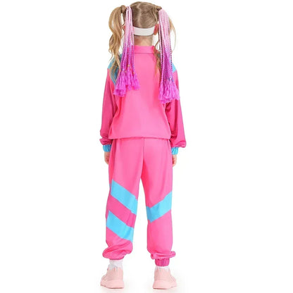 80s 90s Sportswear Suit Retro Disco Hip Hop Costume Long Sleeve Zipper Coat