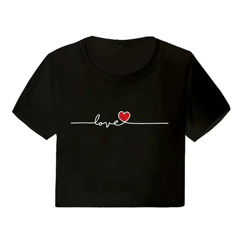 Casual Crop Tops Funny Graphic T-shirt