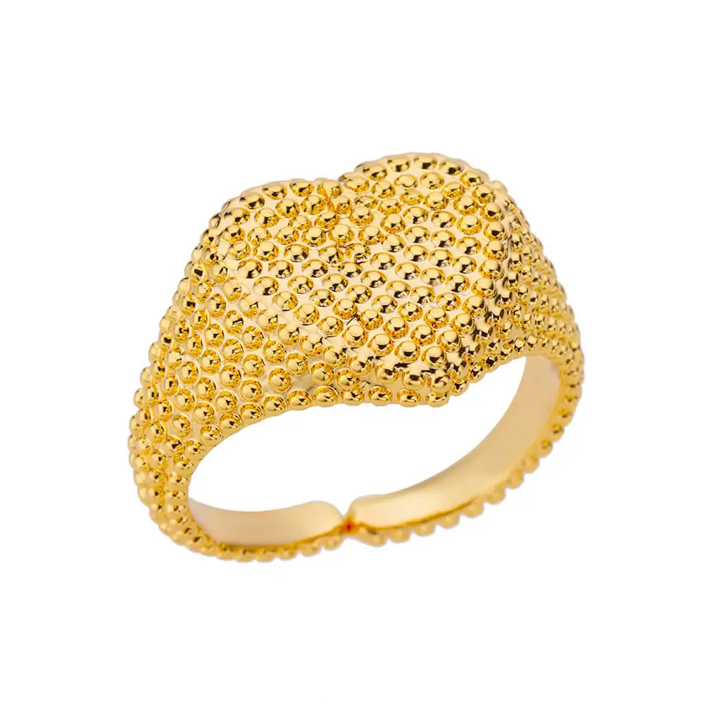 Stainless Steel Round Zircon Geometric Gold Crystal Ring