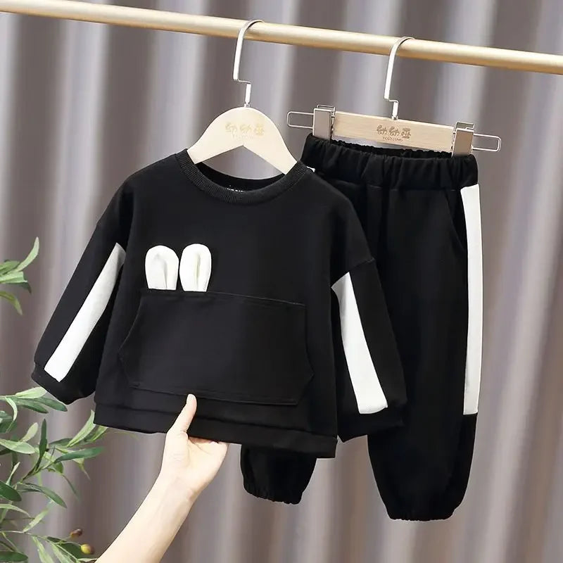 Bowknot Baby Girl Clothes Kids Boutique Pocket Hoodie + Pants Outfit Set