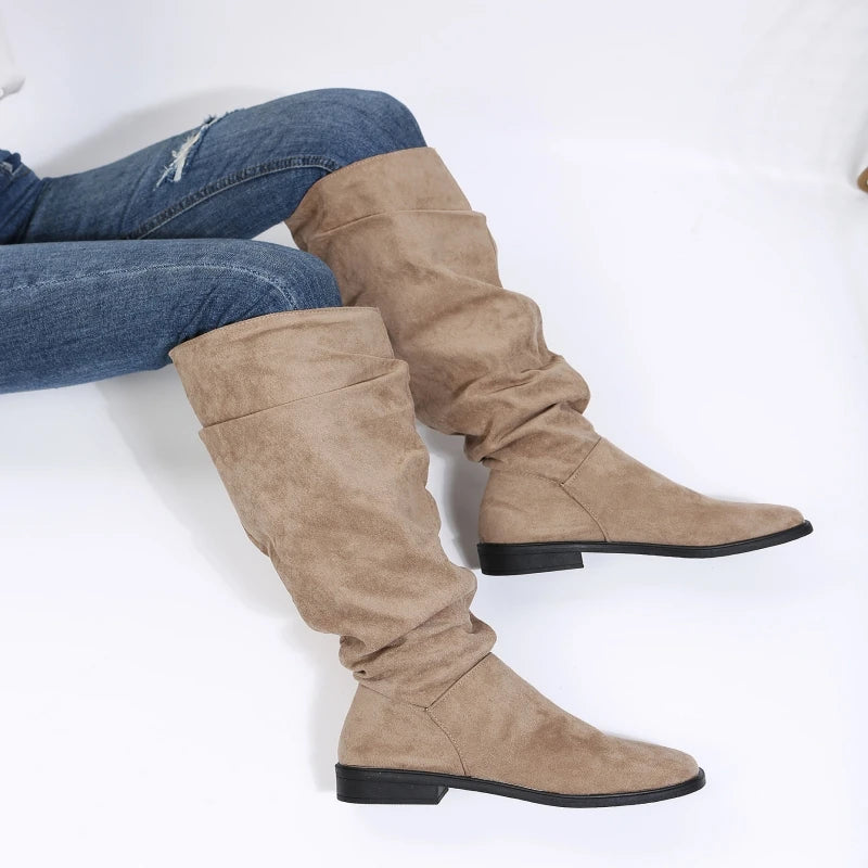 Round Head Square Heels Increase Large Size Winter High Boots