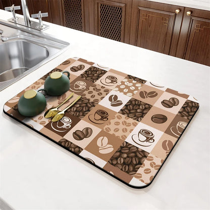 Coffee Cup Drying Cartoon Non-slip Drain Mat