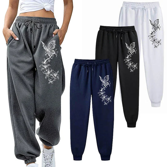 Floral & Butterfly Print Sports Pants