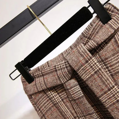 Vintage A-line High Waist Lace Up Buttons Loose Mid-Calf Long Skirts