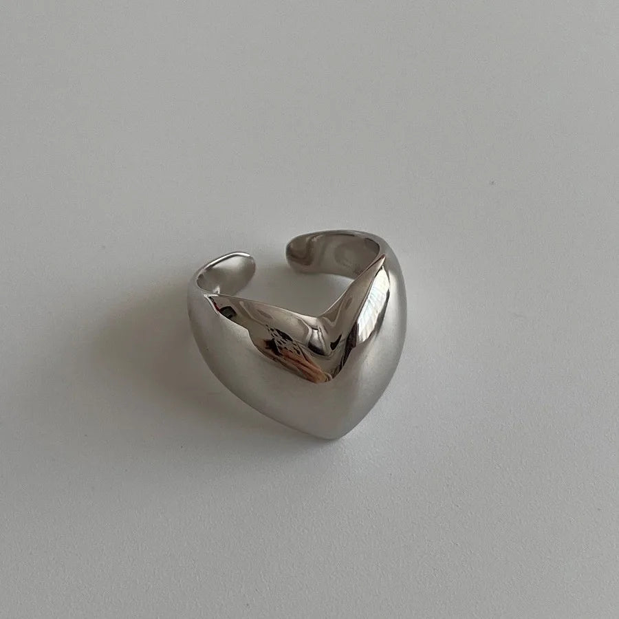 DANA Stainless Steel Smooth Metal Heart Rings