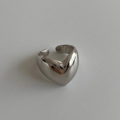 DANA Stainless Steel Smooth Metal Heart Rings