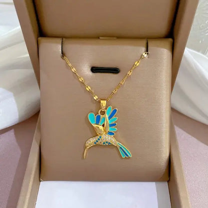 Zircon Butterfly Tassel Necklace Flower Choker Jewelry