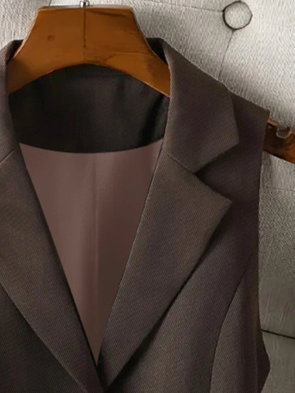 Vintage Brown Custom Waistcoat Sleeveless Lapel Suit Vest