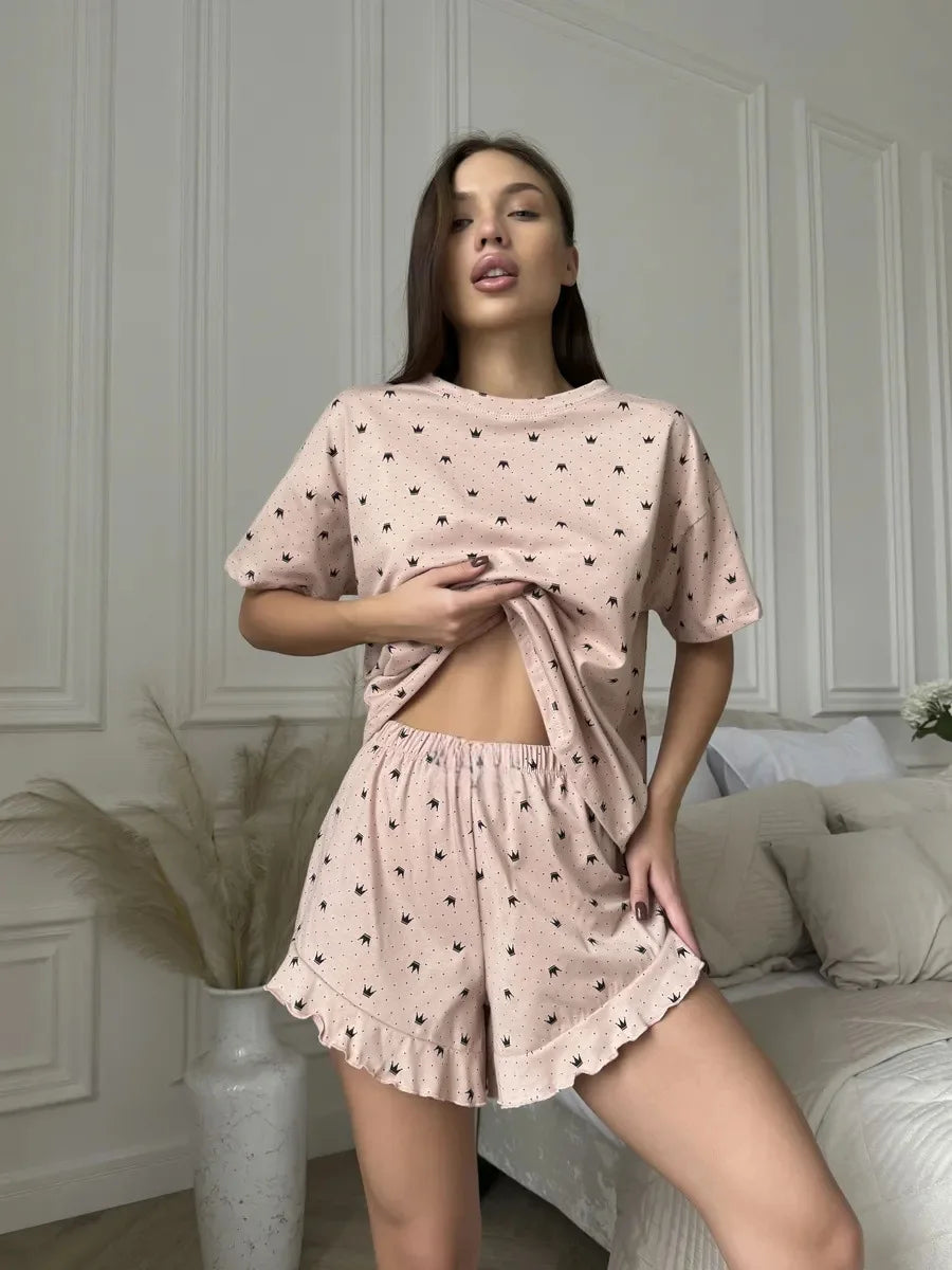 Sleeping Wear Short Sleeve Sleepwear Pajamas Set