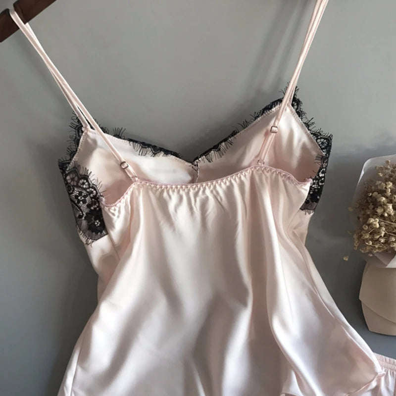Sexy Ice Silk Two Piece Pyjama Set
