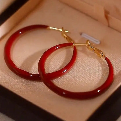 Exquisite Wild Big Red Circle Earrings